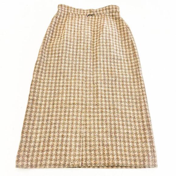 Hucke Virgin Wool Boucle Pencil Skirt Below Knee Brown Tweed Size 38 Germany - Picture 1 of 6